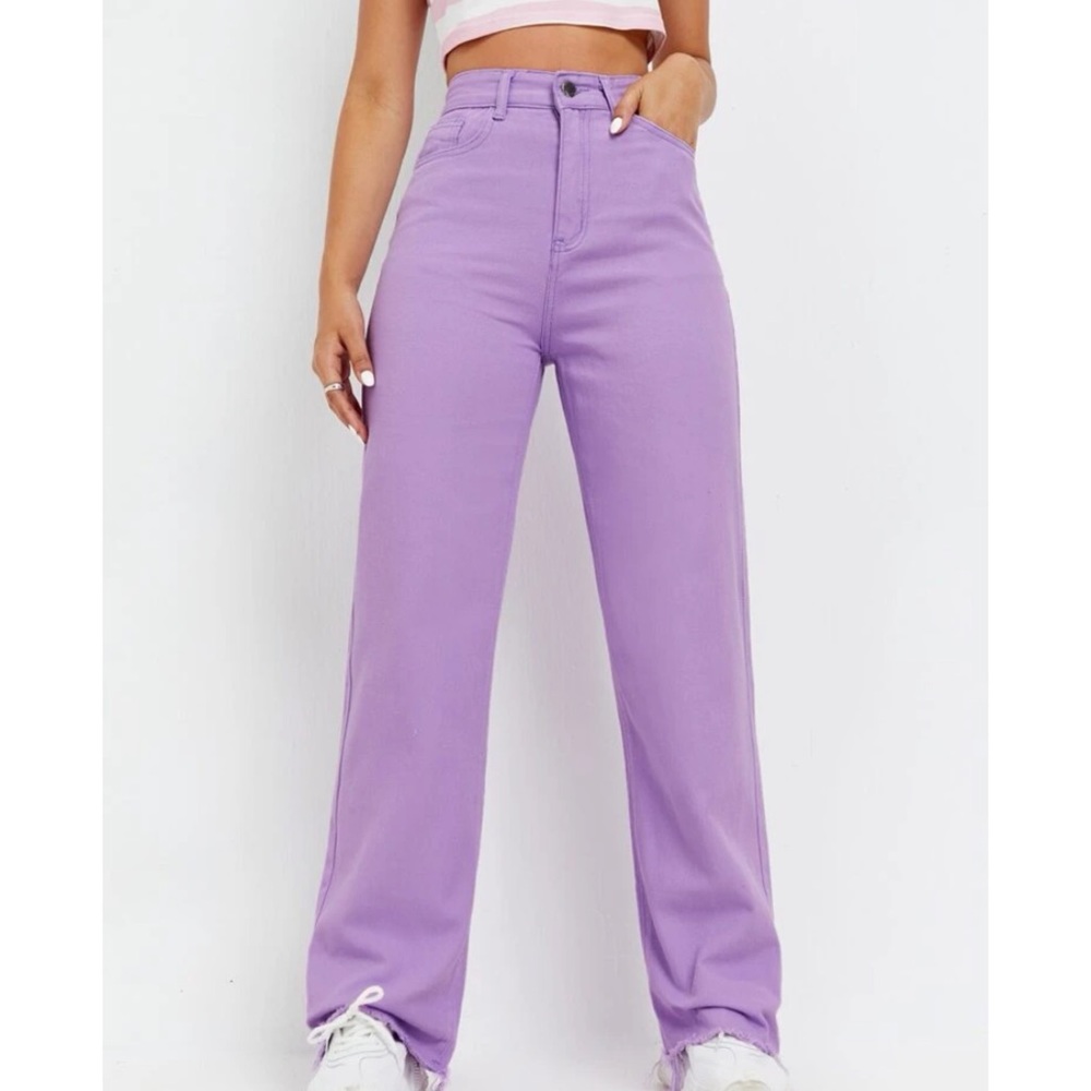 SHEIN High Waist Raw Hem Wide Leg Jeans